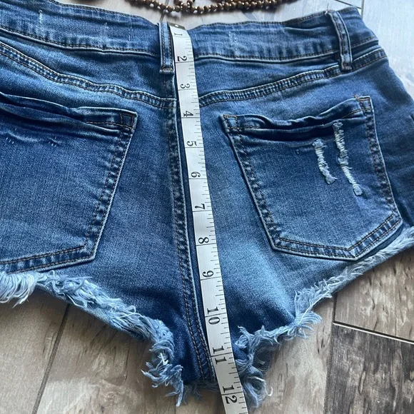 Short Shorts! Dark denim with Faux Leather Lace Up Sides - Picture 6 of 6